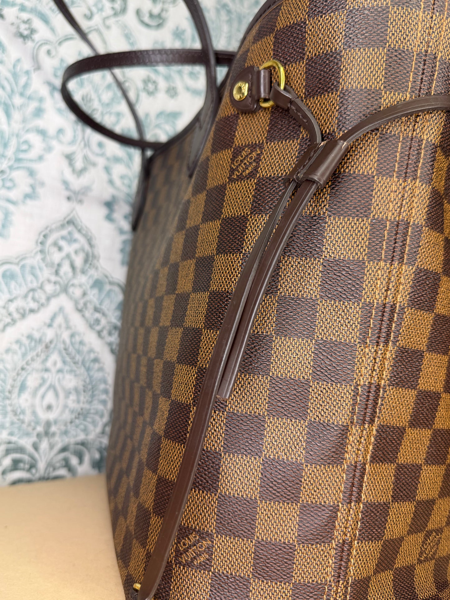 Louis Vuitton Damier Ebene Neverfull MM Rose Ballerine