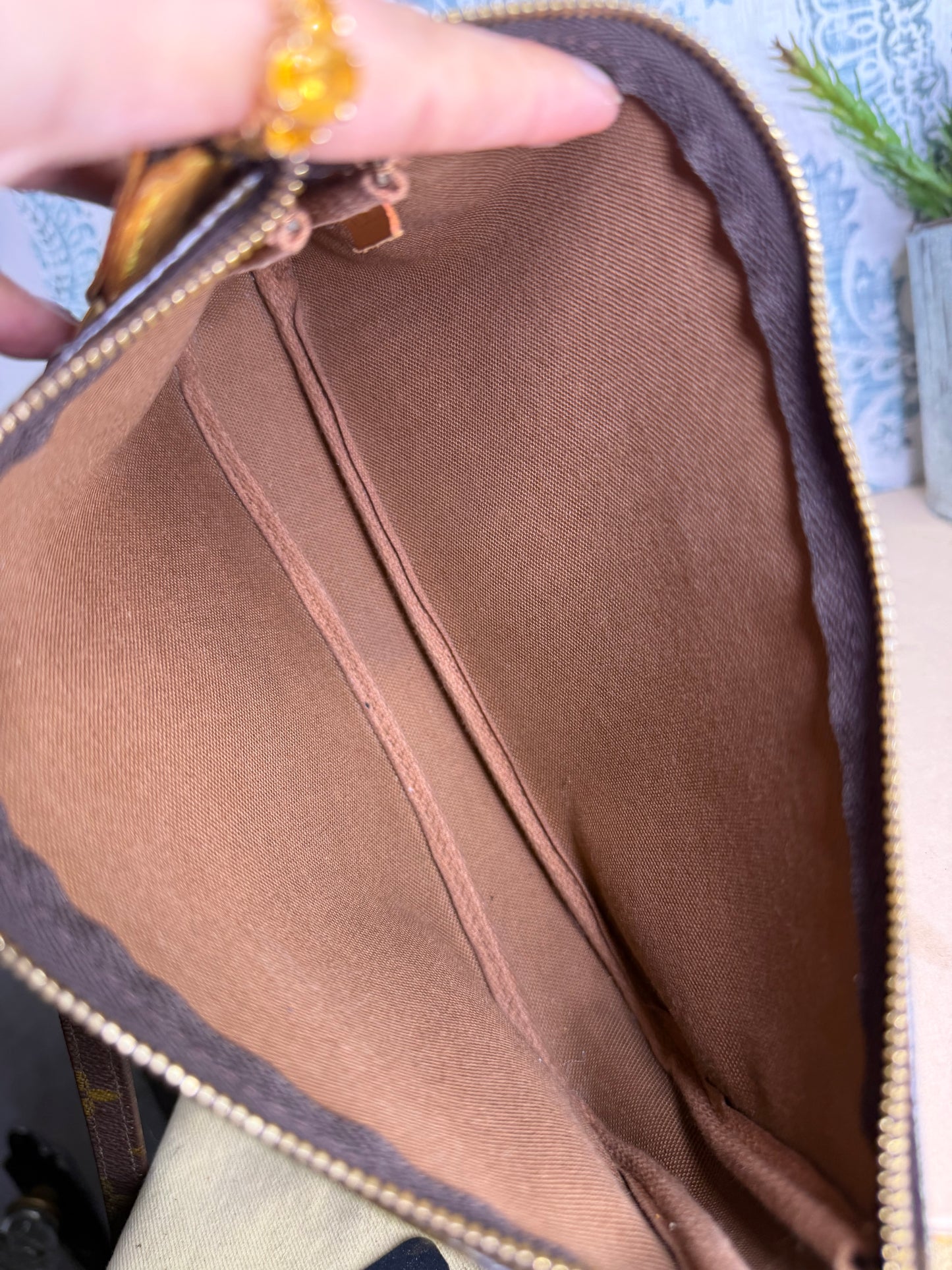 Louis Vuitton Pochette Accessories with Monogram Strap