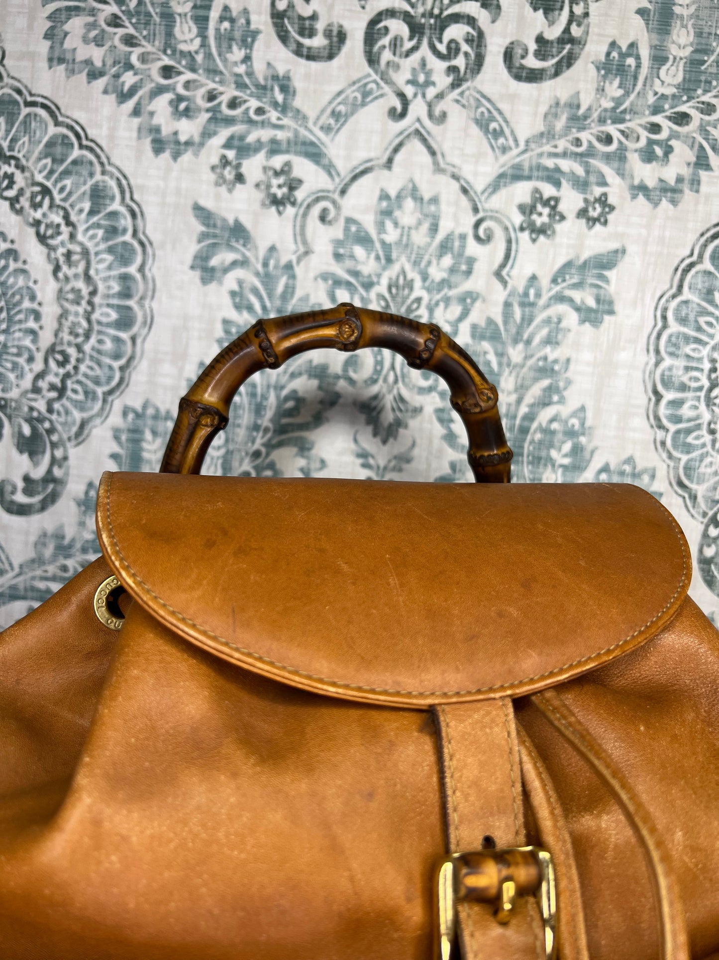 Gucci Bambo Brown Leather Backpack