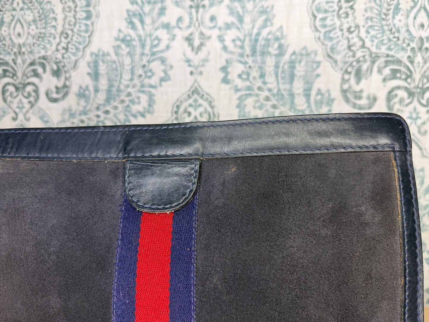 Gucci Black Suede Sherry Line Clutch