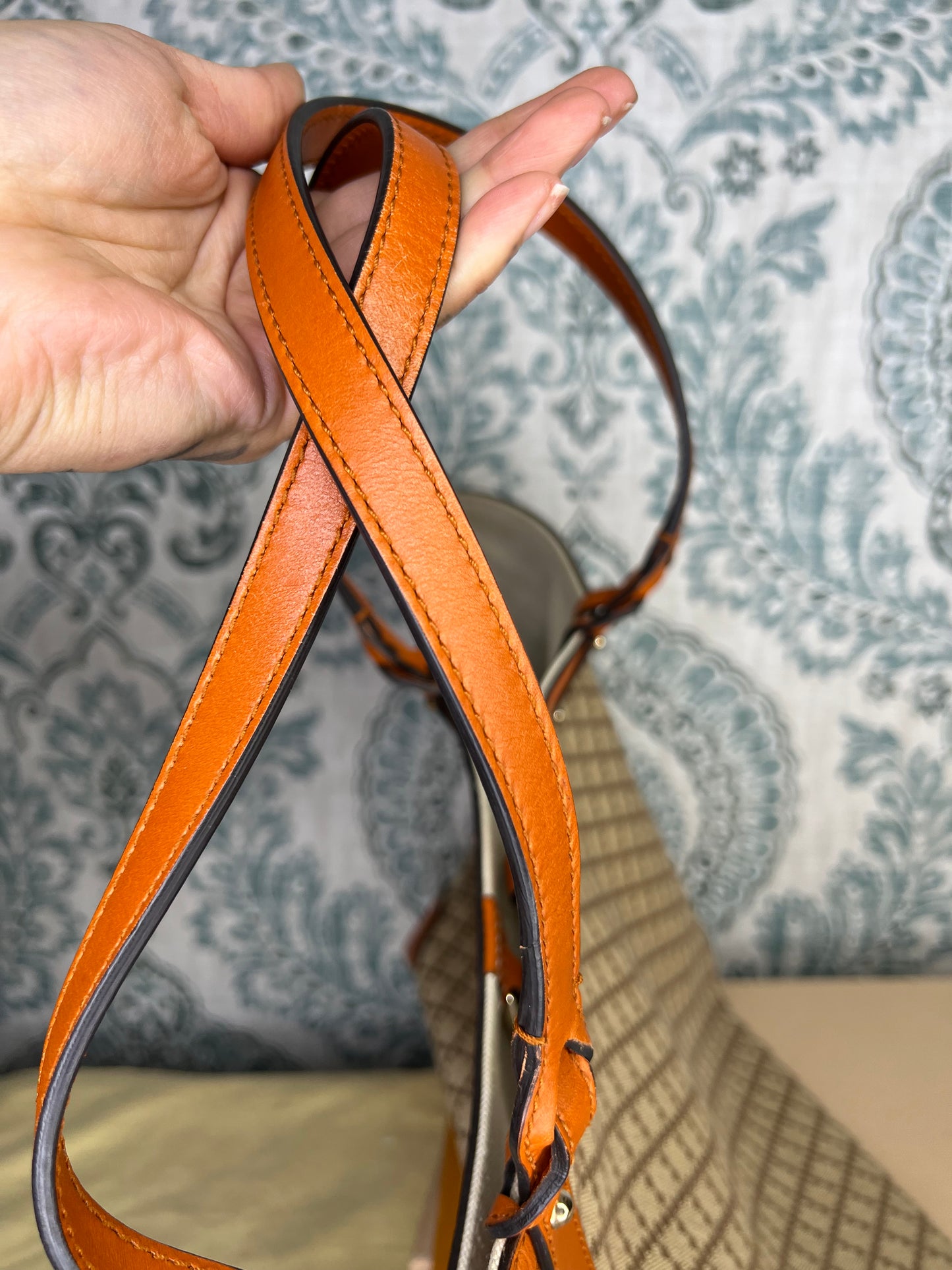 Gucci Diamante Orange Medium Tote with Pouch