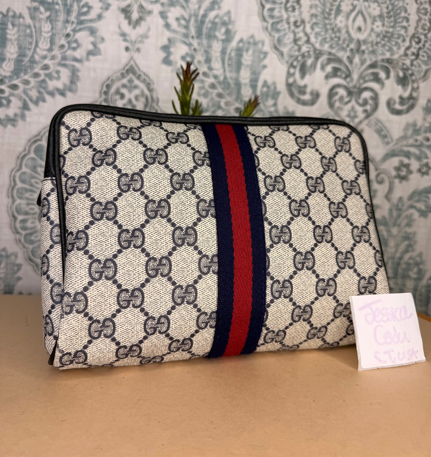 Gucci Navy Sherry Line Clutch