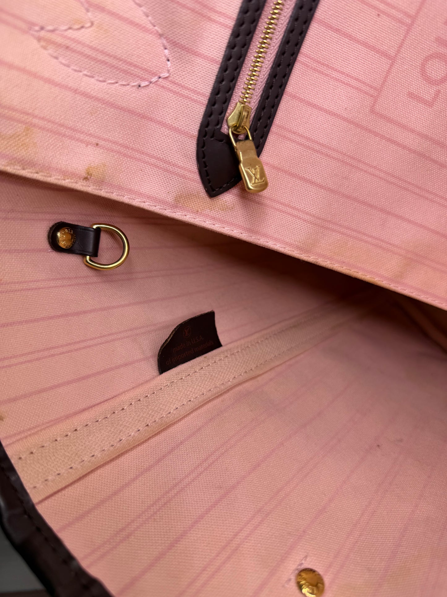 Louis Vuitton Damier Ebene Neverfull MM Rose Ballerine