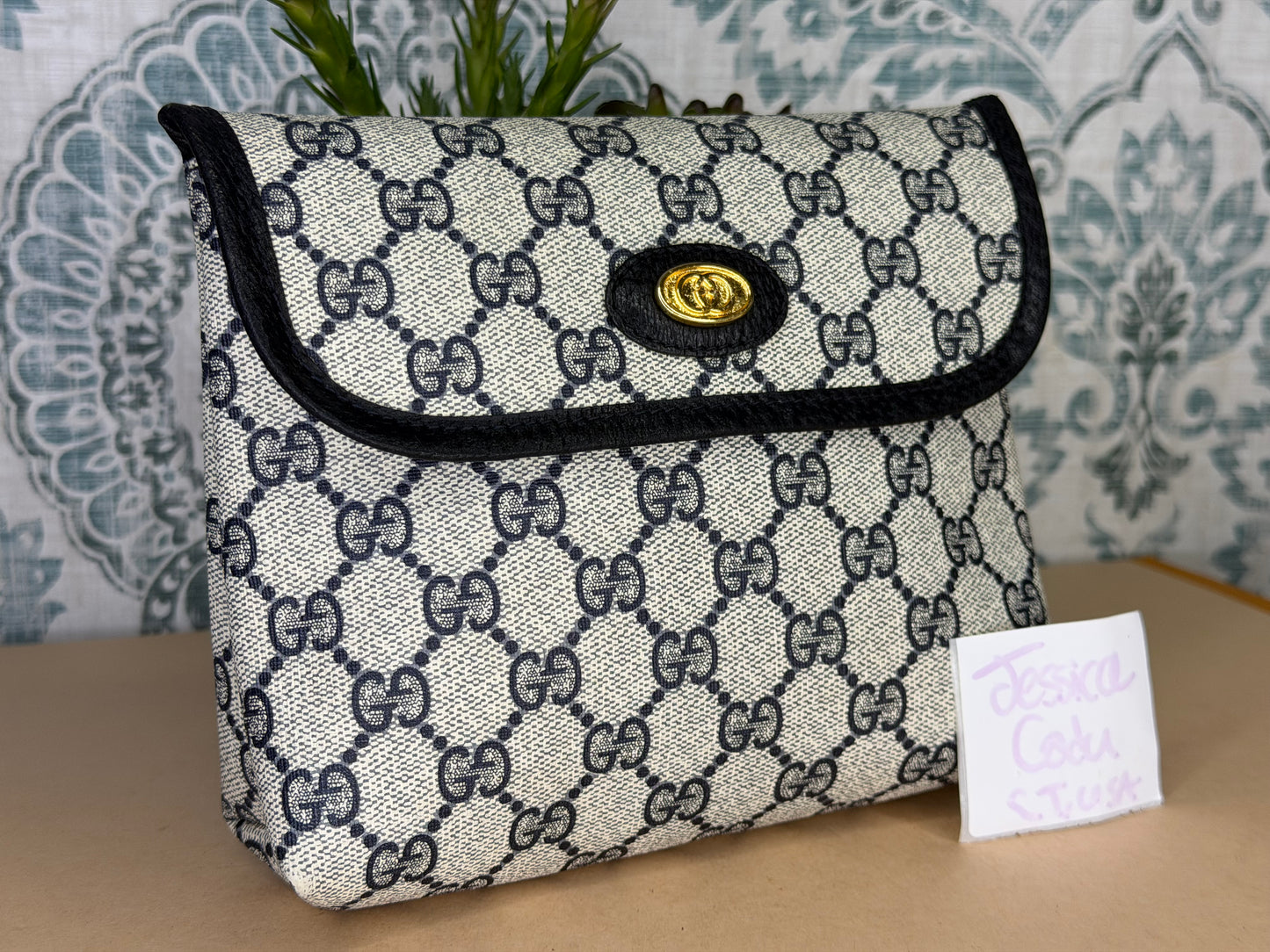 Gucci Supreme Navy Clutch