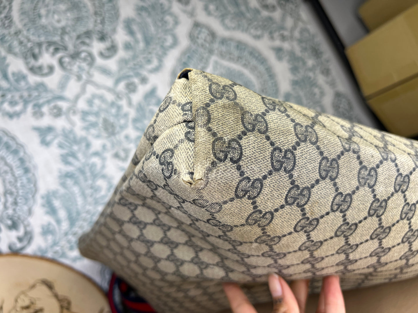 Navy Gucci Supreme Tote