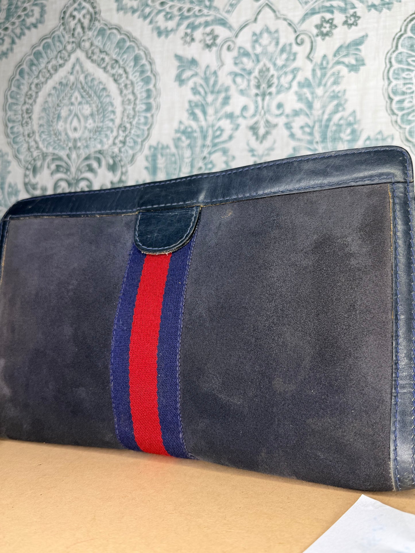 Gucci Black Suede Sherry Line Clutch