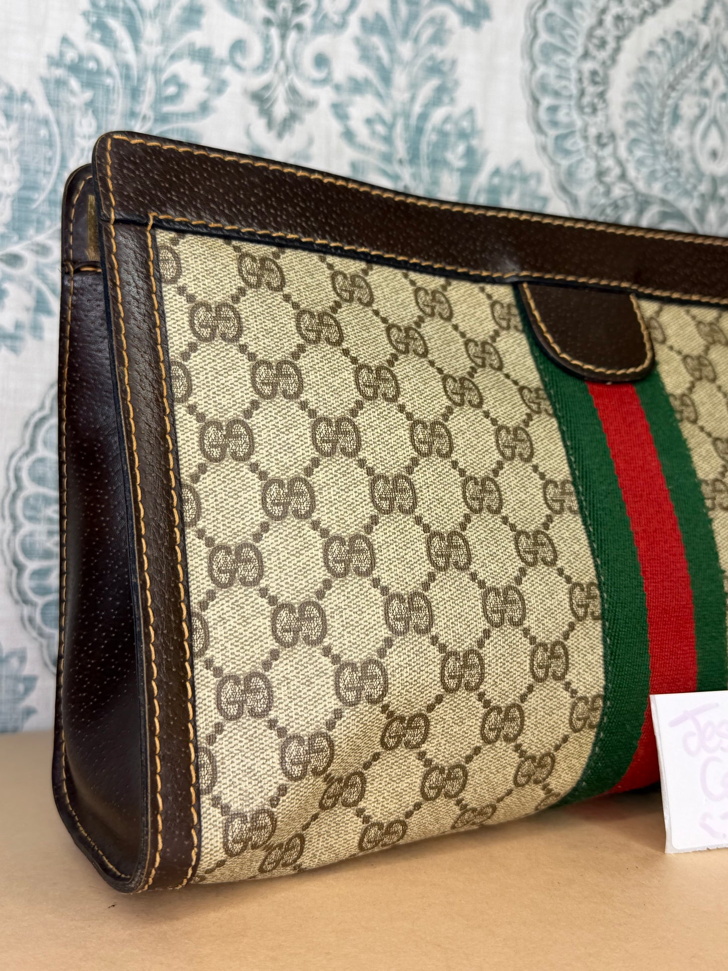 Gucci Supreme Brown Sherry Line Clutch (GG Parfums)