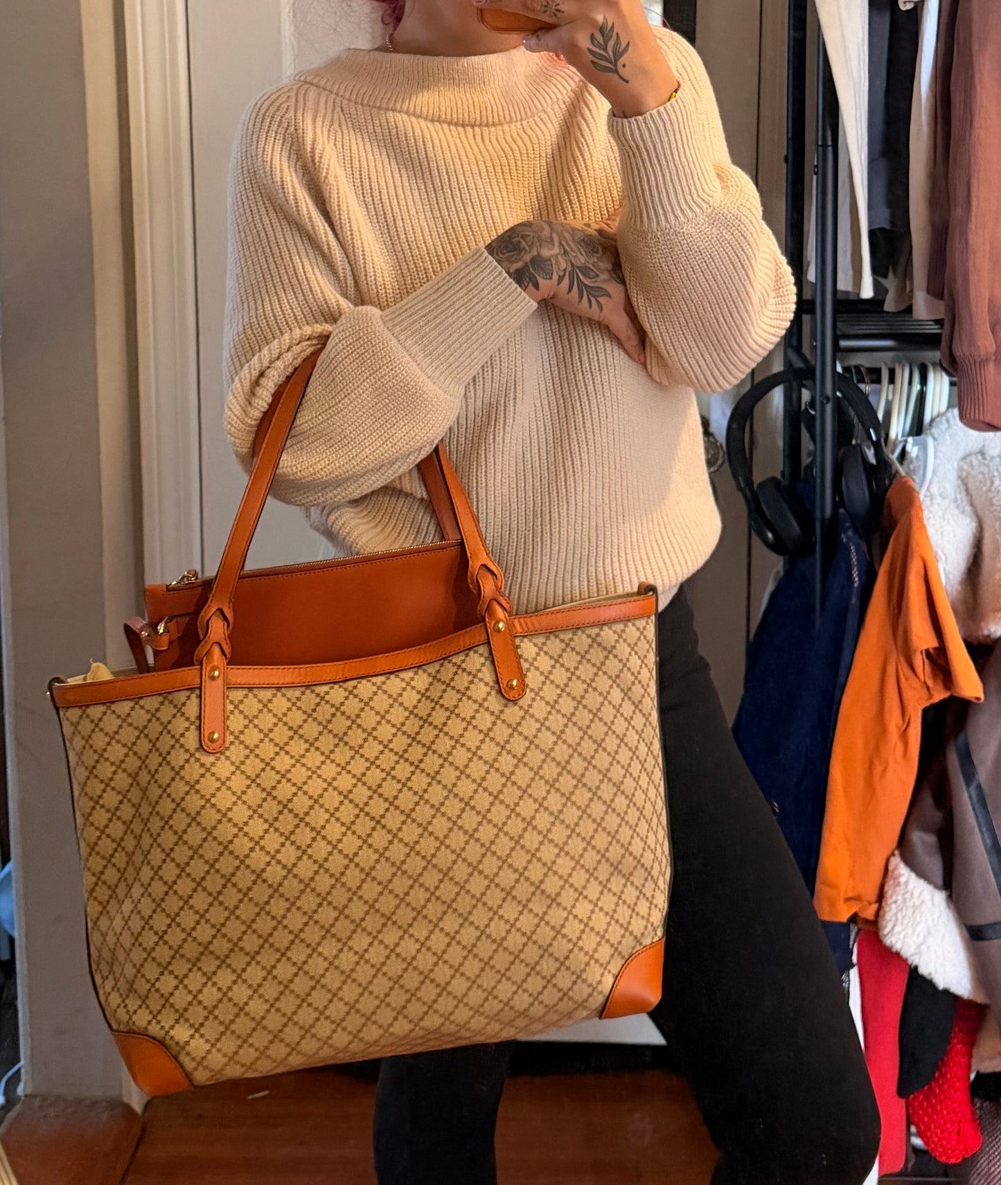 Gucci Diamante Orange Medium Tote with Pouch
