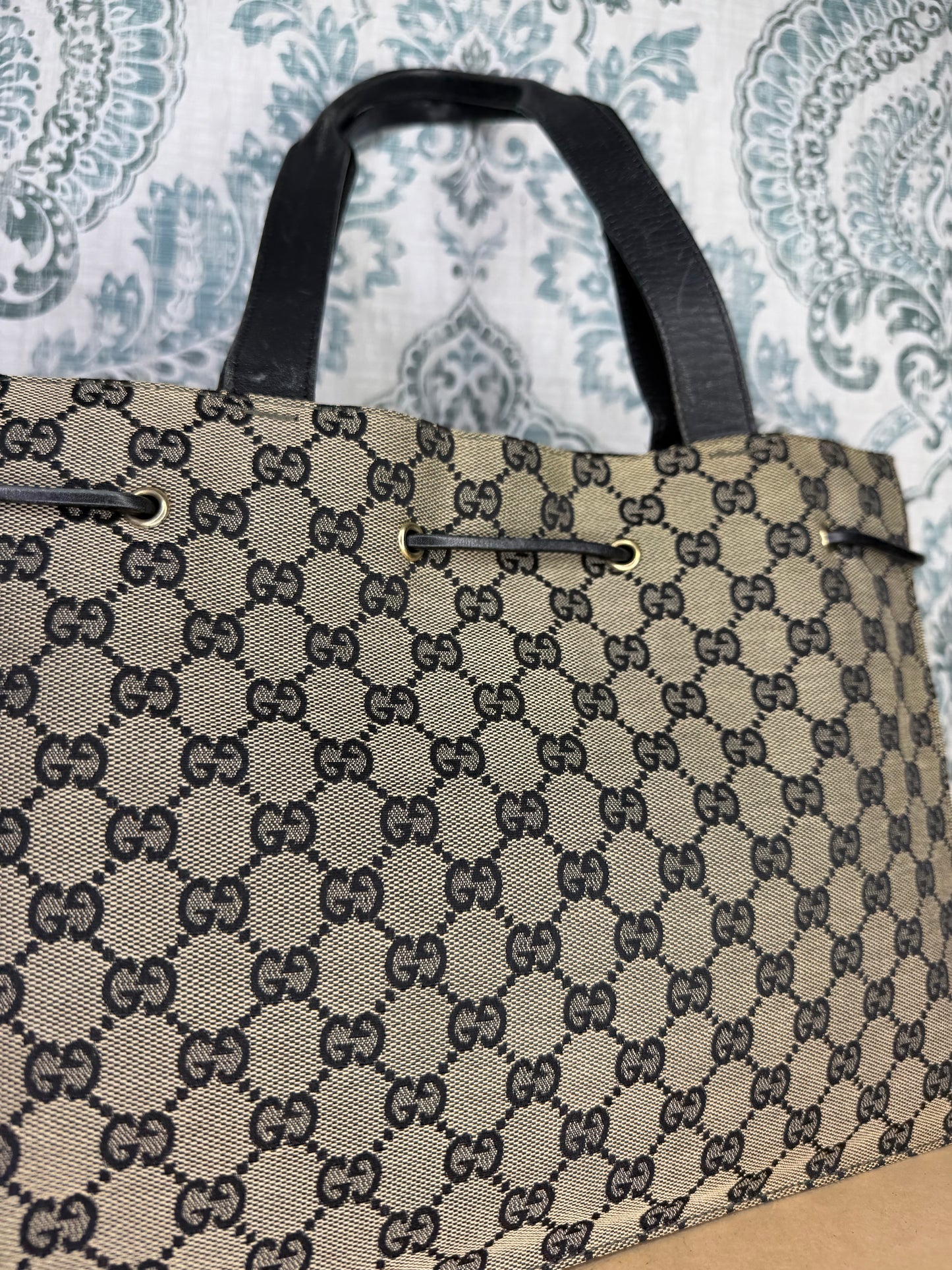 Gucci Black Canvas GG Small Tote