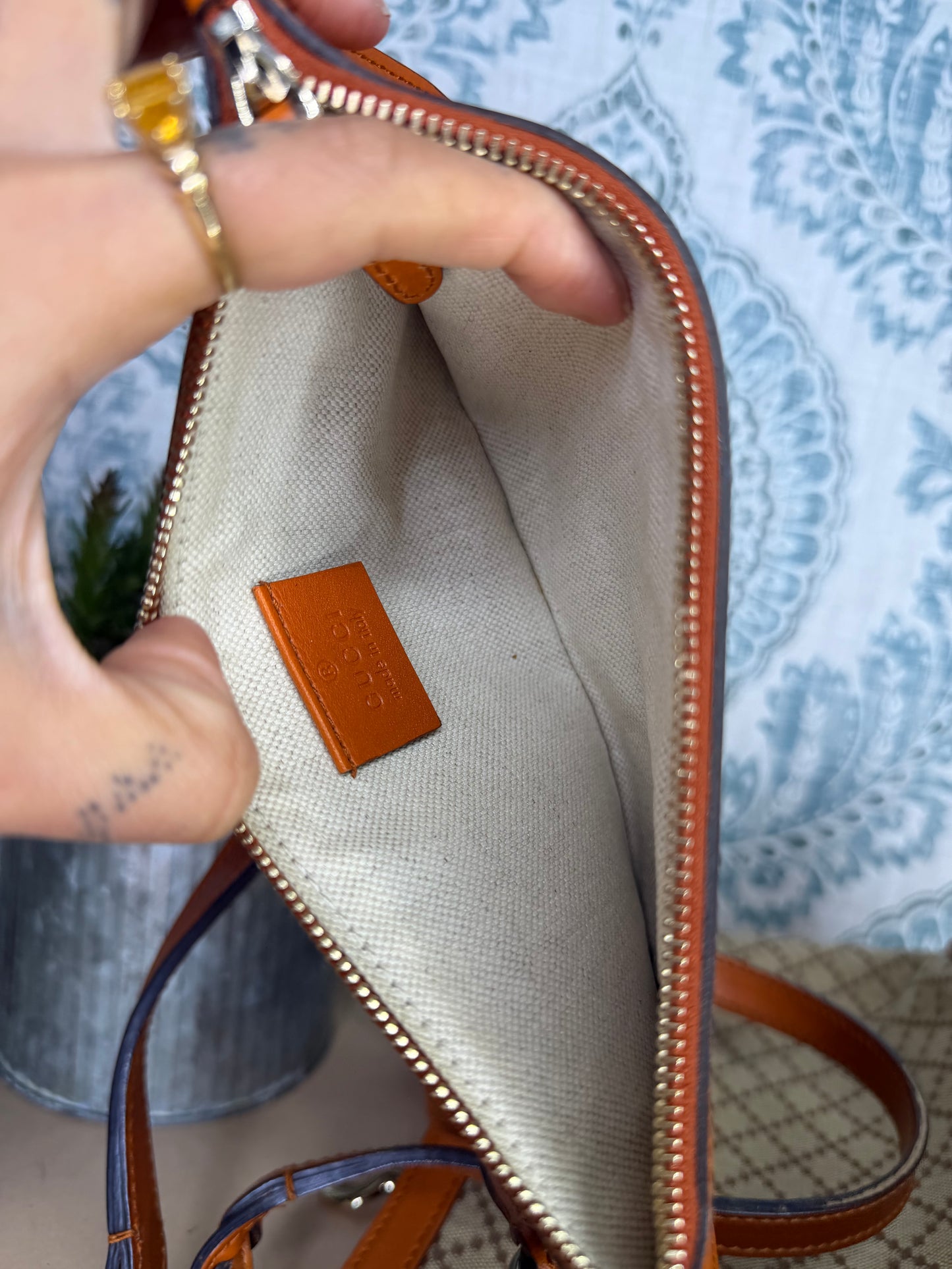 Gucci Diamante Orange Small Tote with Pouch