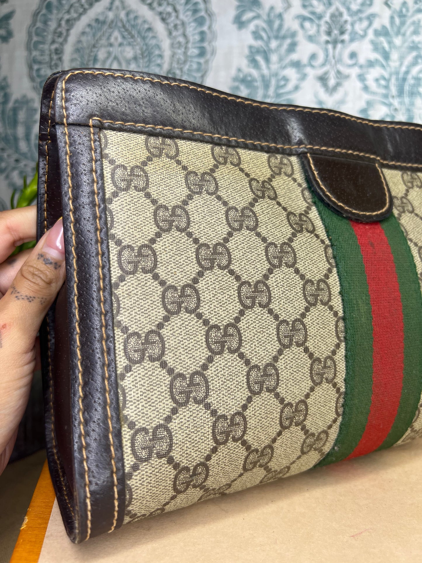 Gucci Parfum Supreme Brown Sherry Line Clutch