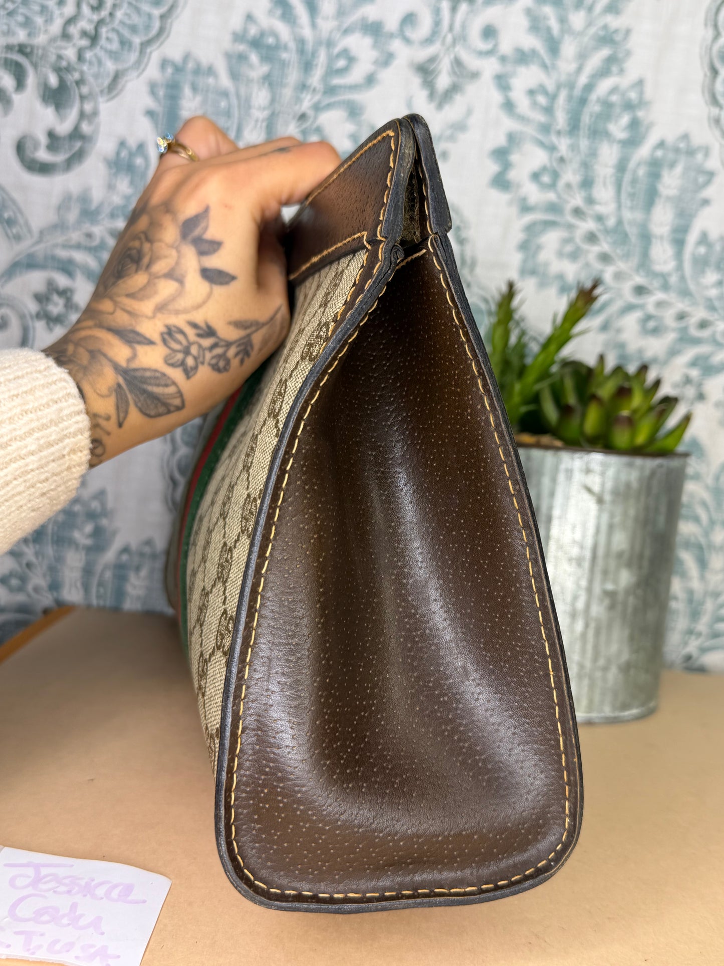 Gucci Supreme Brown Sherry Line Clutch (GG Parfums)