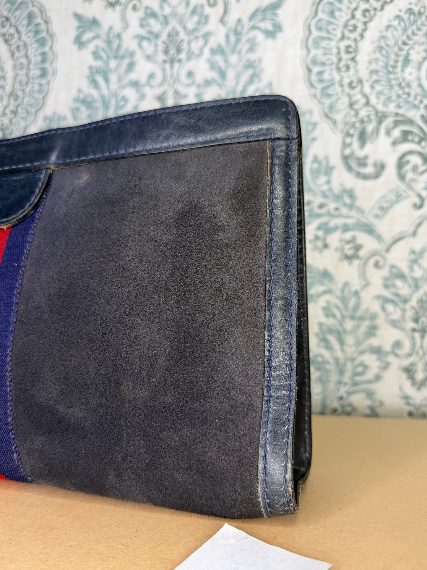 Gucci Black Suede Sherry Line Clutch