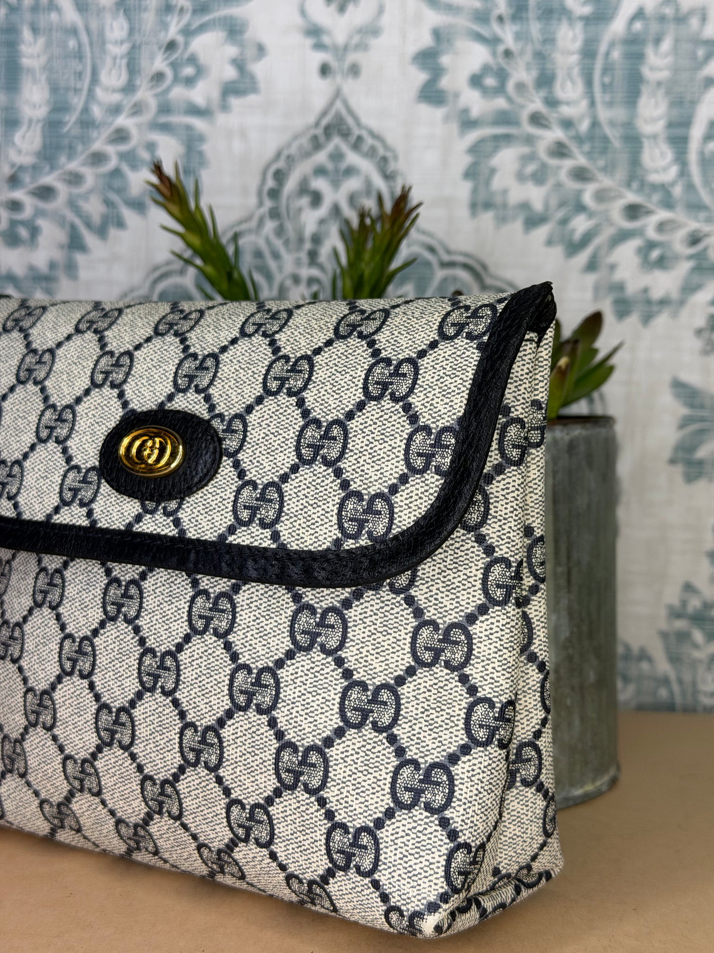 Gucci Supreme Navy Clutch