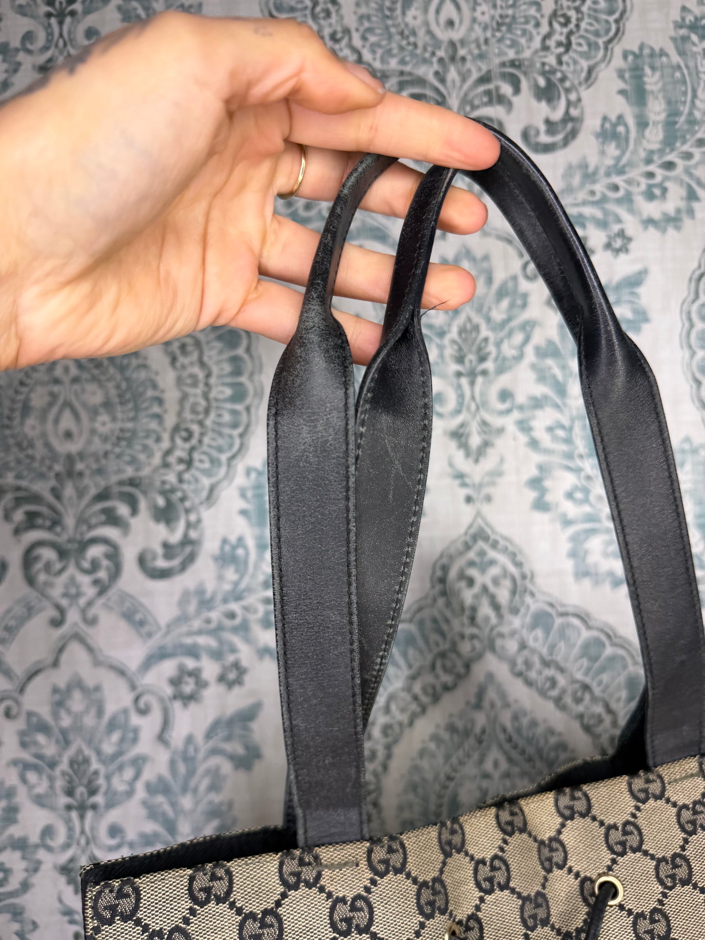 Gucci Black Canvas GG Small Tote