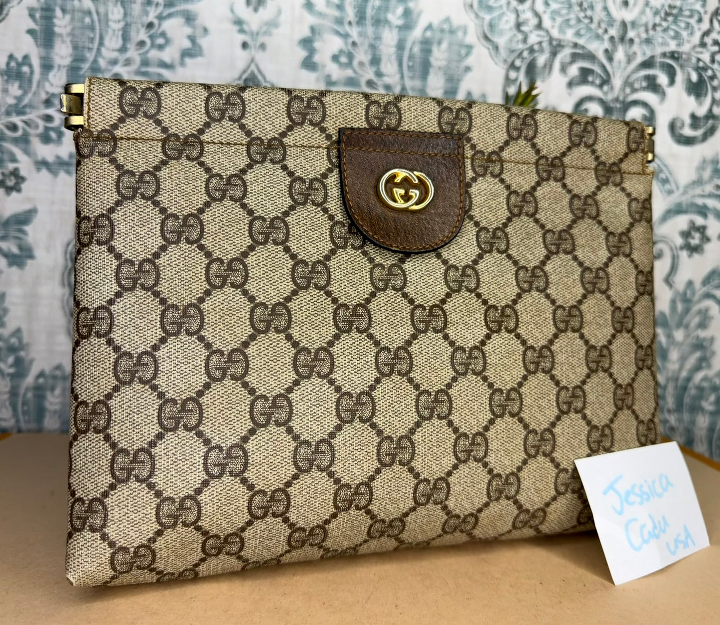 Gucci Supreme Brown Vintage Clutch