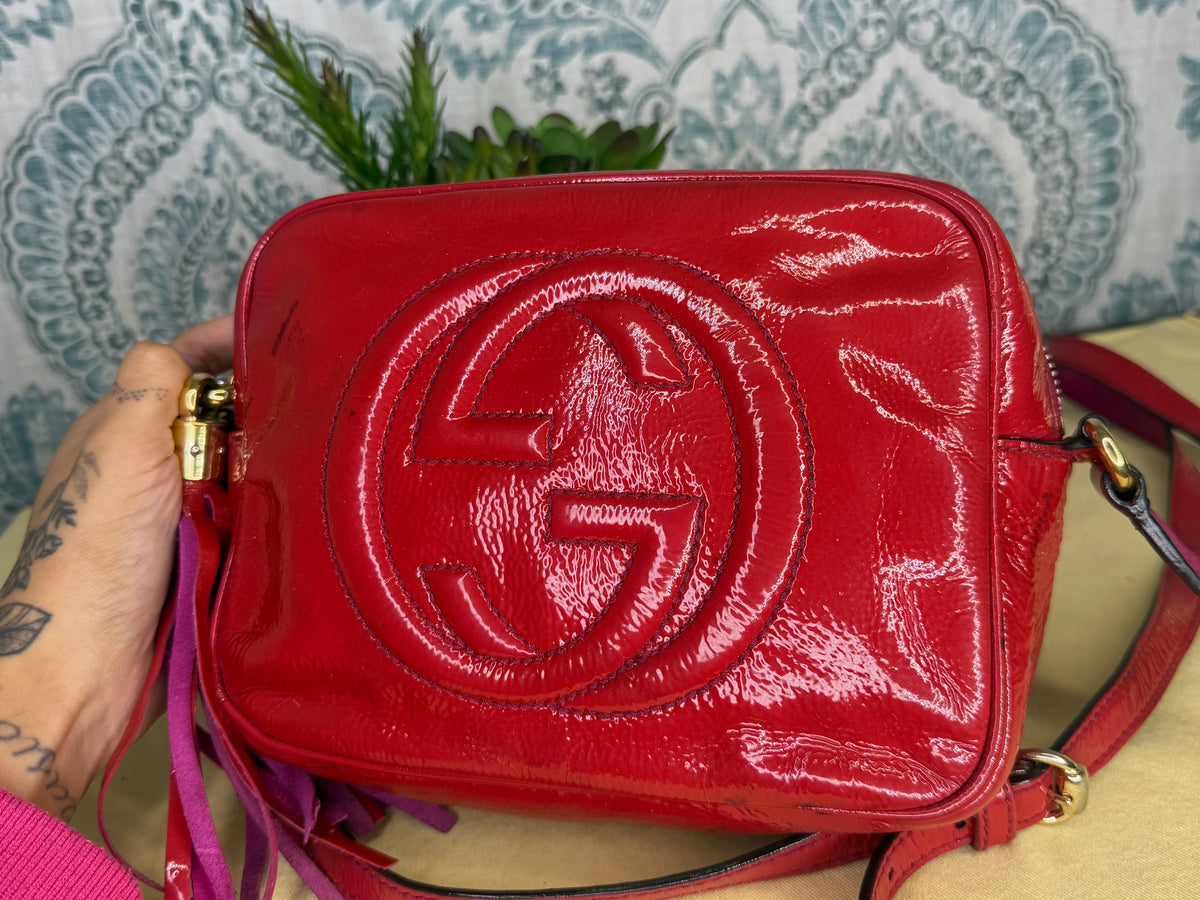 Gucci Red Soho Disco Patent Leather Crossbody