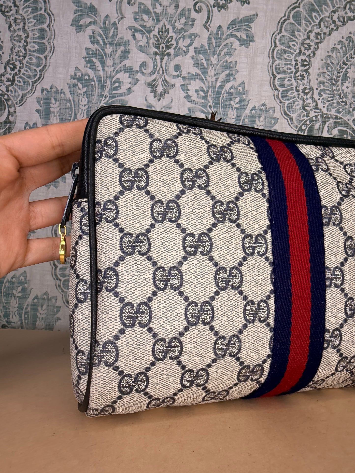 Gucci Navy Sherry Line Clutch