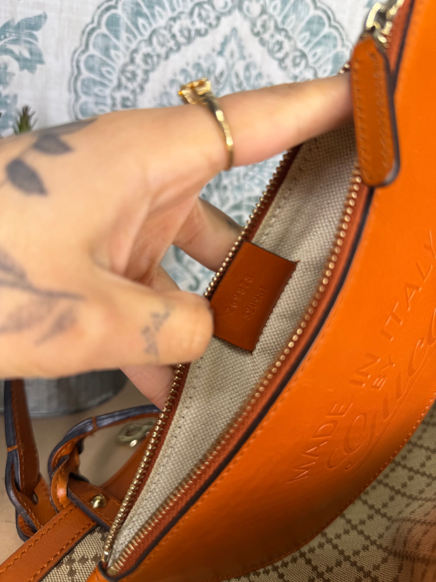 Gucci Diamante Orange Small Tote with Pouch