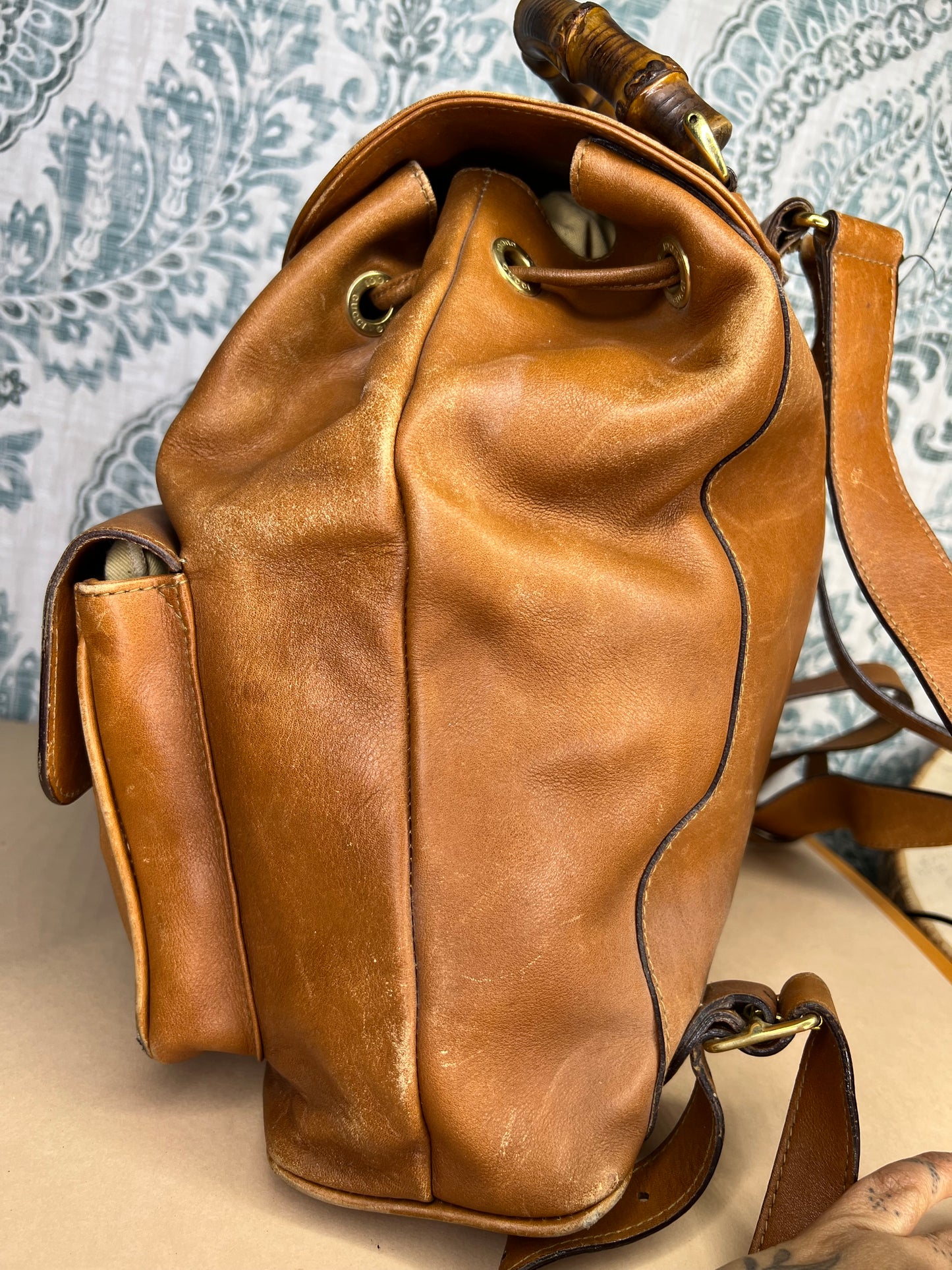 Gucci Bambo Brown Leather Backpack
