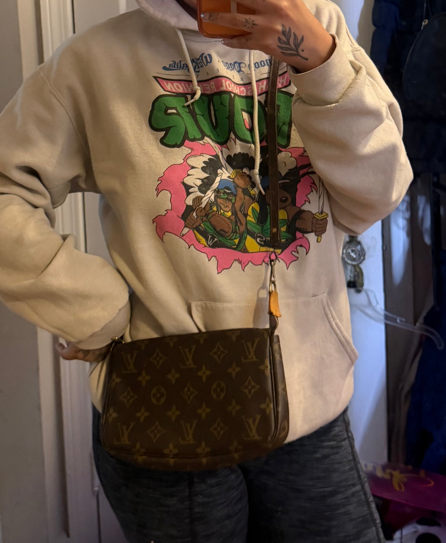 Louis Vuitton Pochette Accessories with Monogram Strap