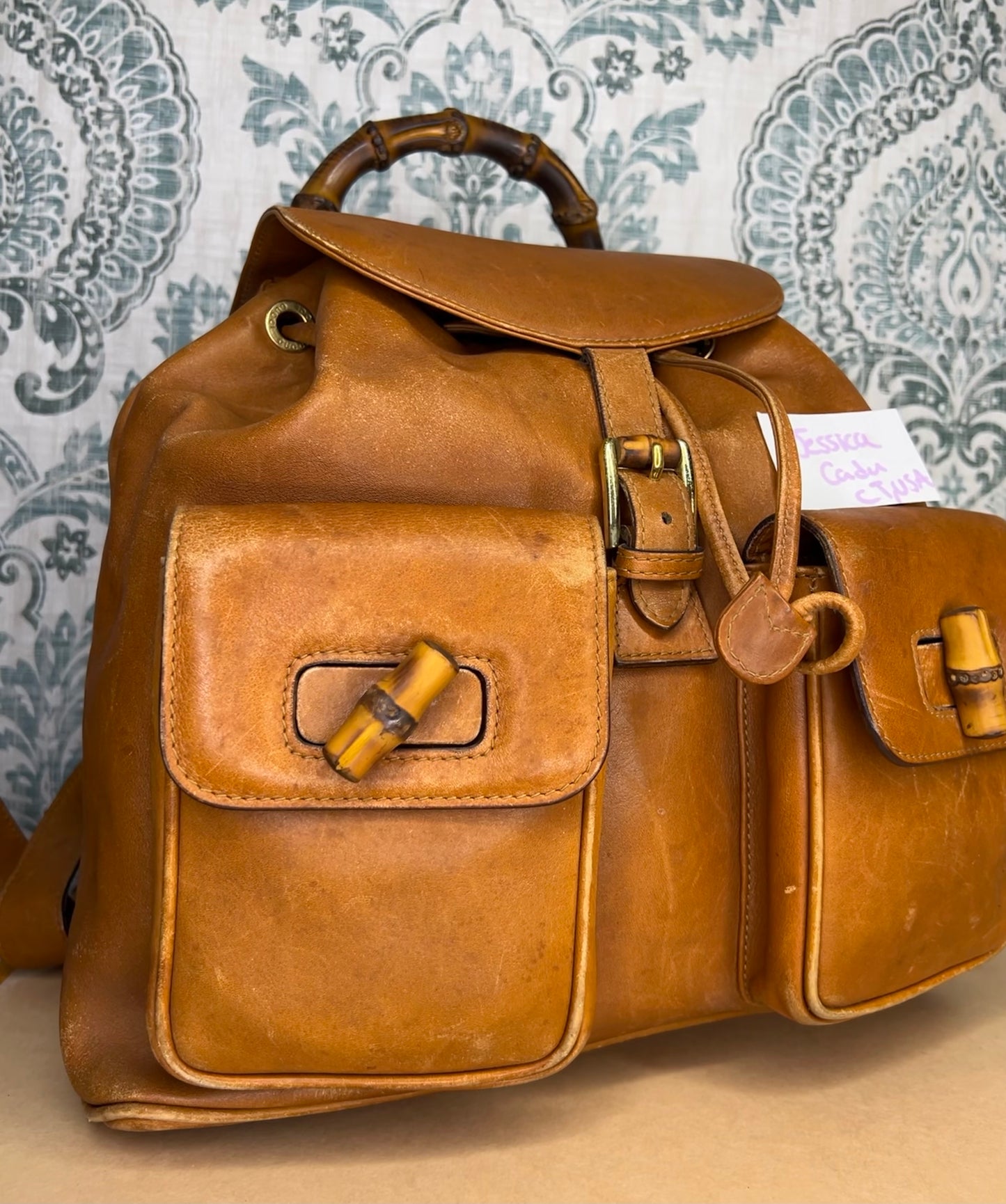 Gucci Bambo Brown Leather Backpack