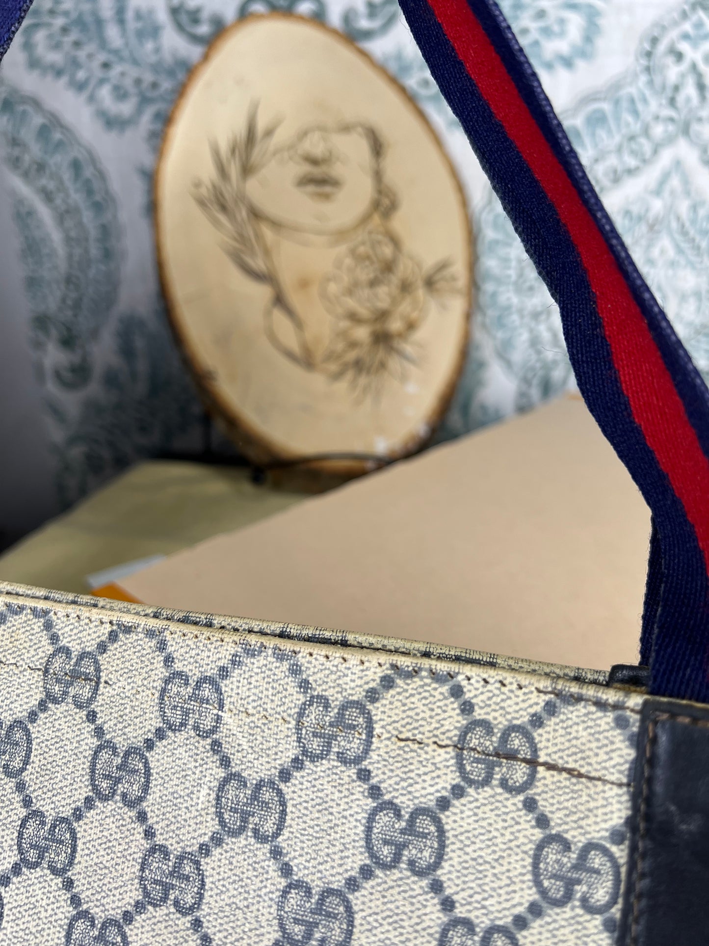 Navy Gucci Supreme Tote