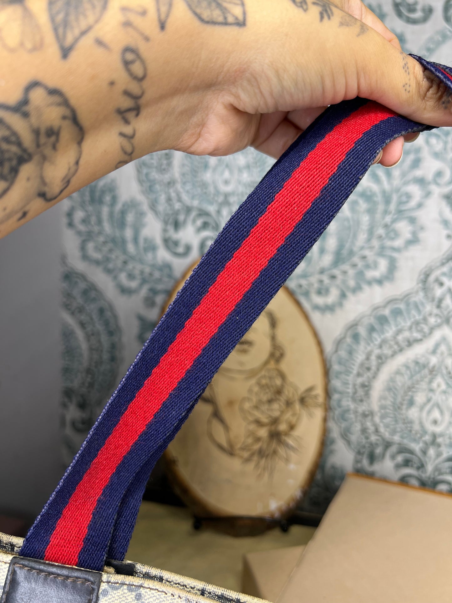 Navy Gucci Supreme Tote