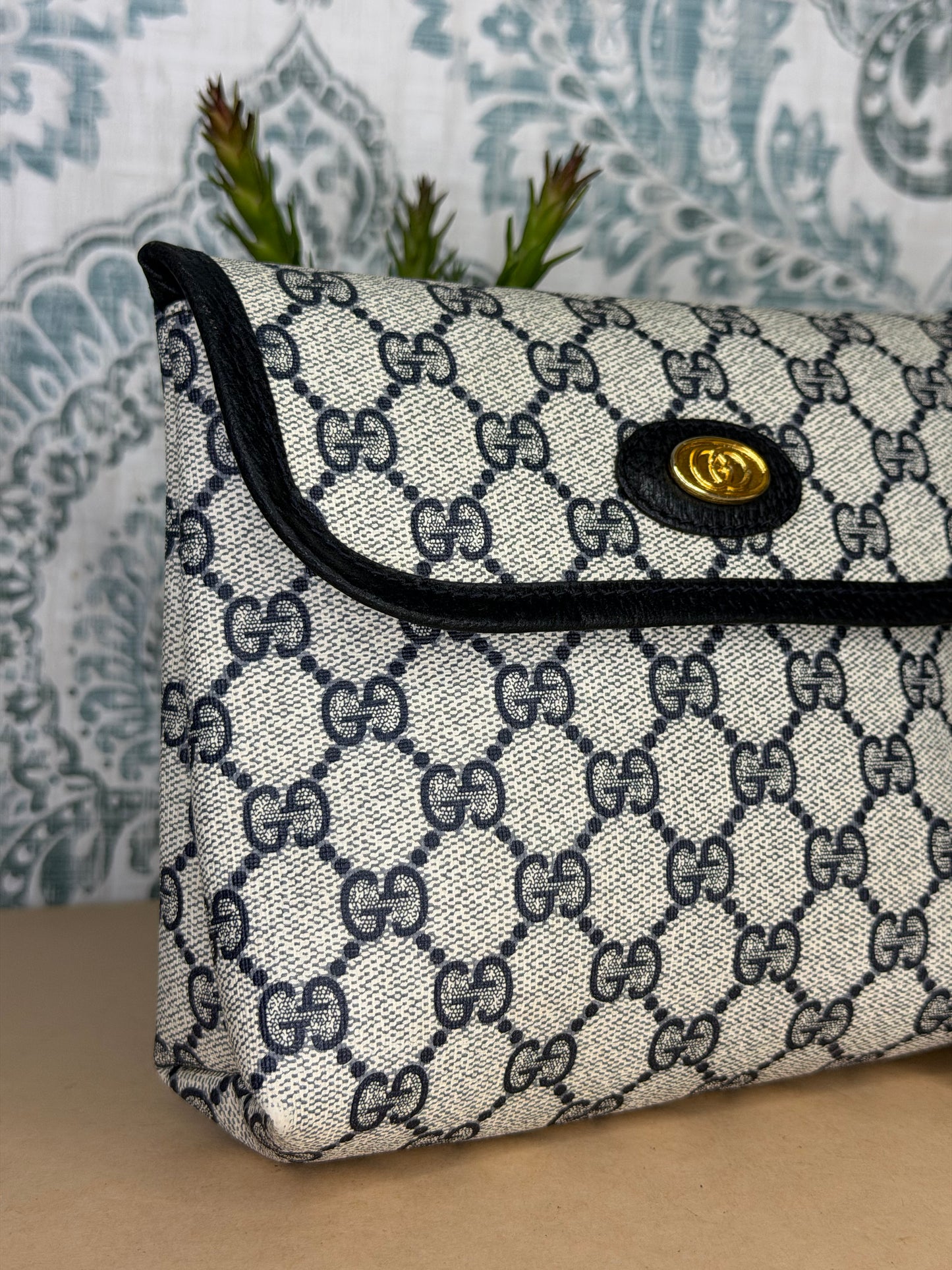Gucci Supreme Navy Clutch