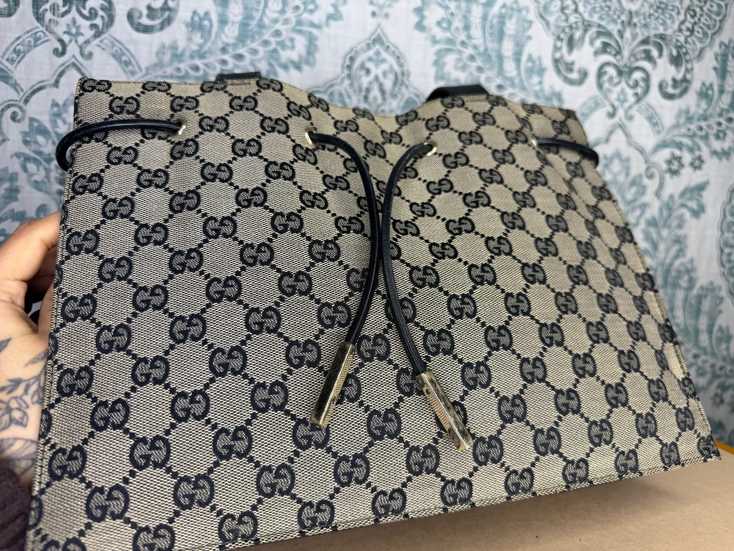 Gucci Black Canvas GG Small Tote