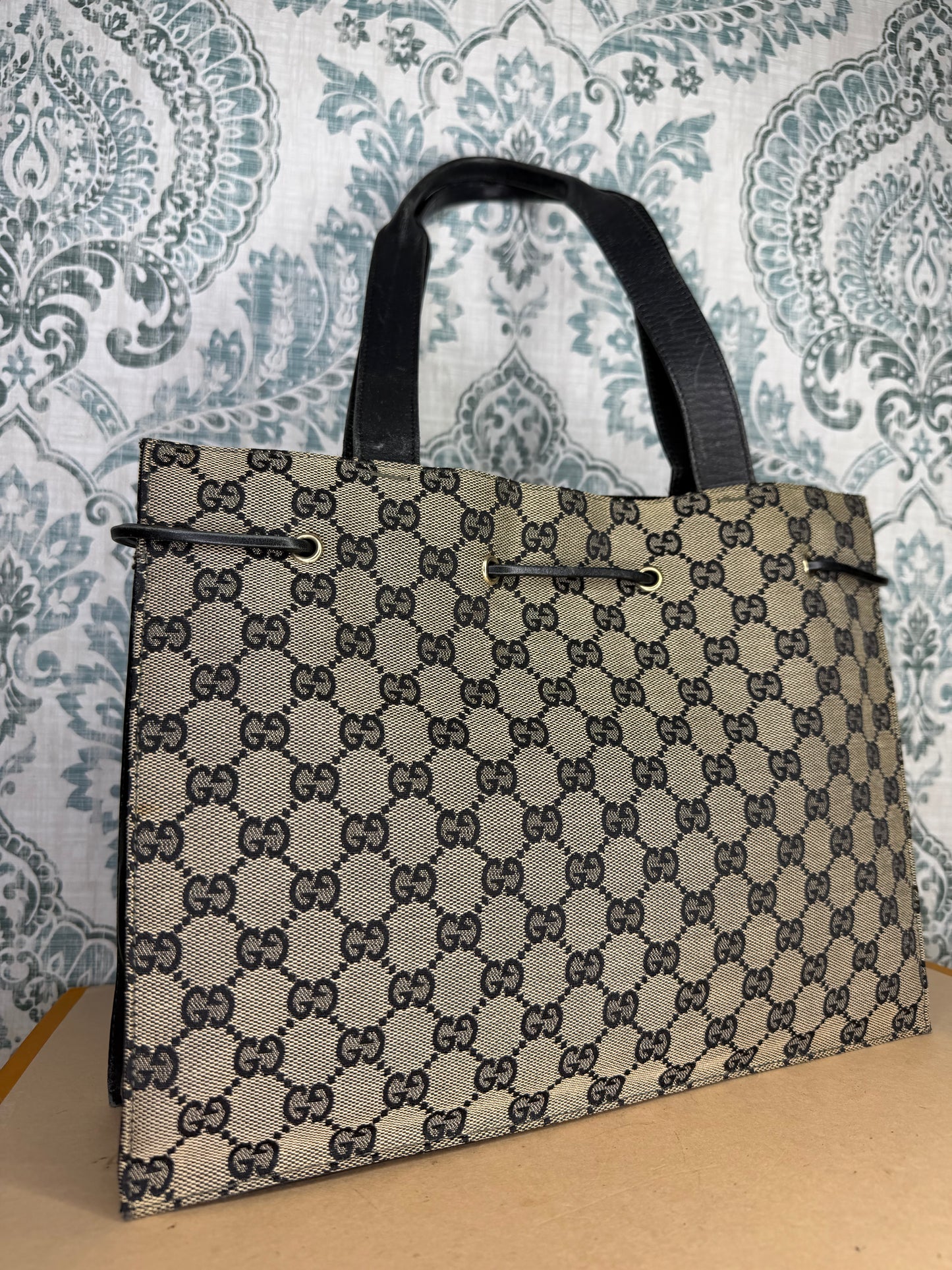 Gucci Black Canvas GG Small Tote