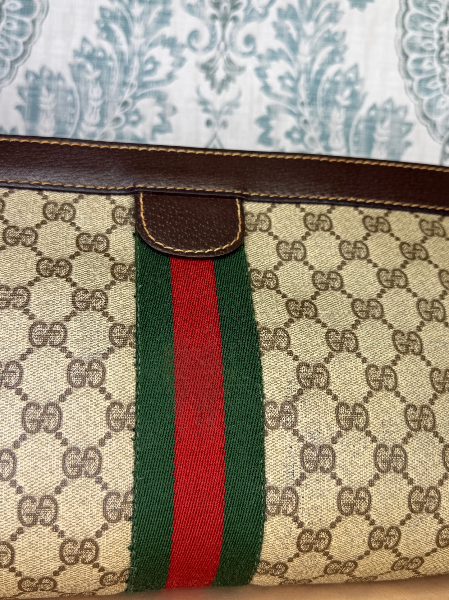 Gucci Supreme Brown Sherry Line Clutch (GG Parfums)