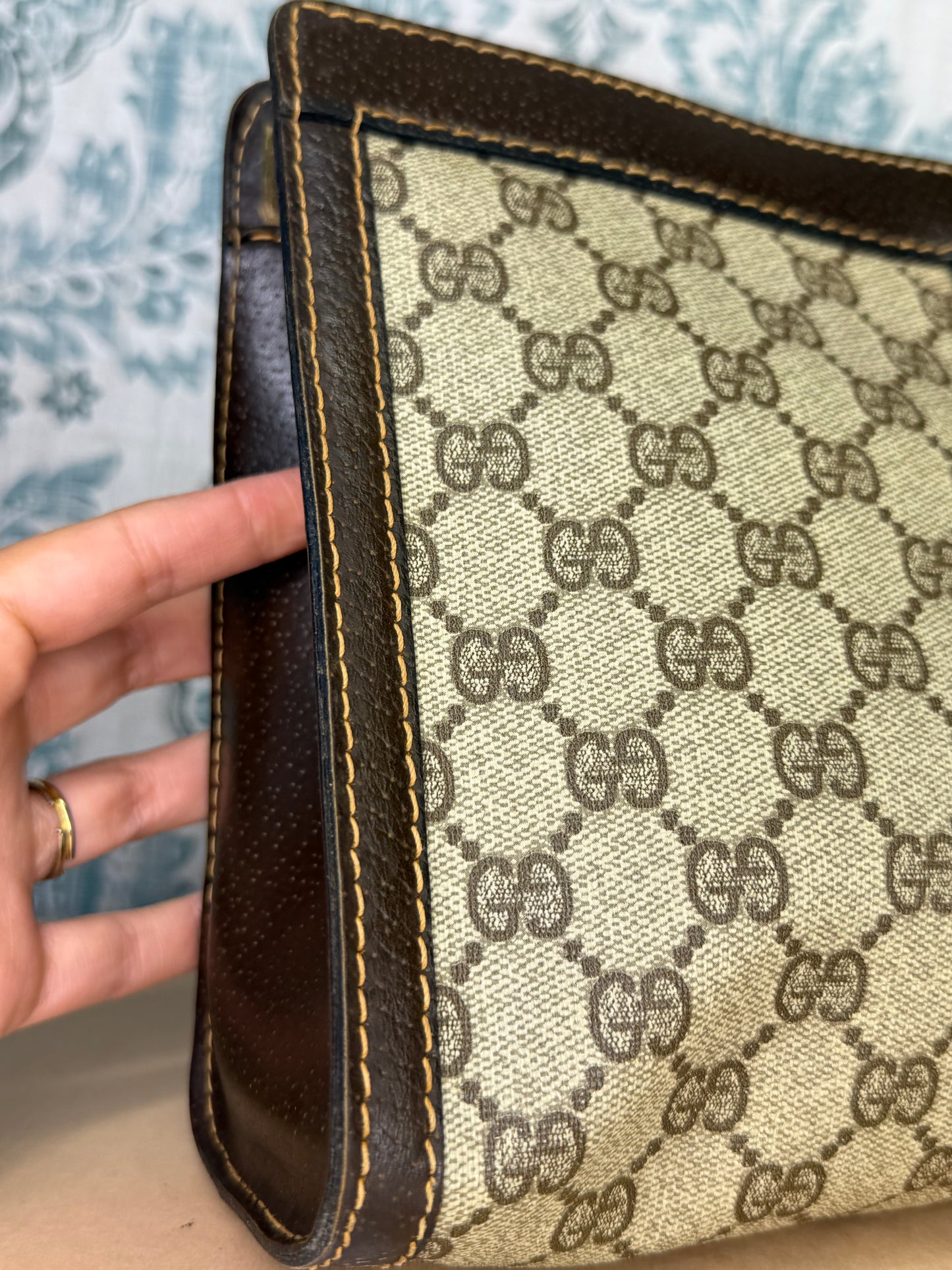Gucci Supreme Brown Sherry Line Clutch (GG Parfums)