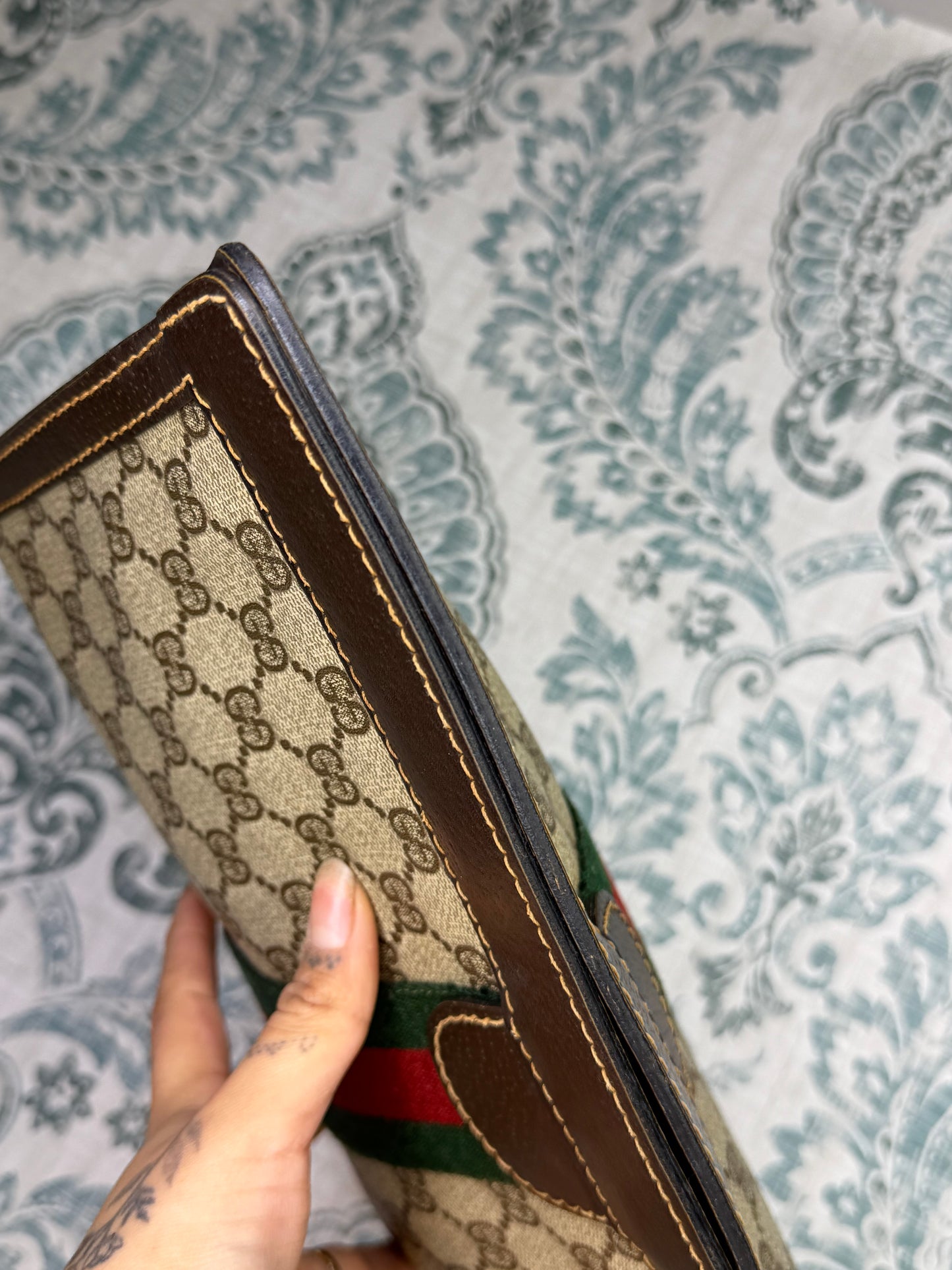 Gucci Supreme Brown Sherry Line Clutch (GG Parfums)