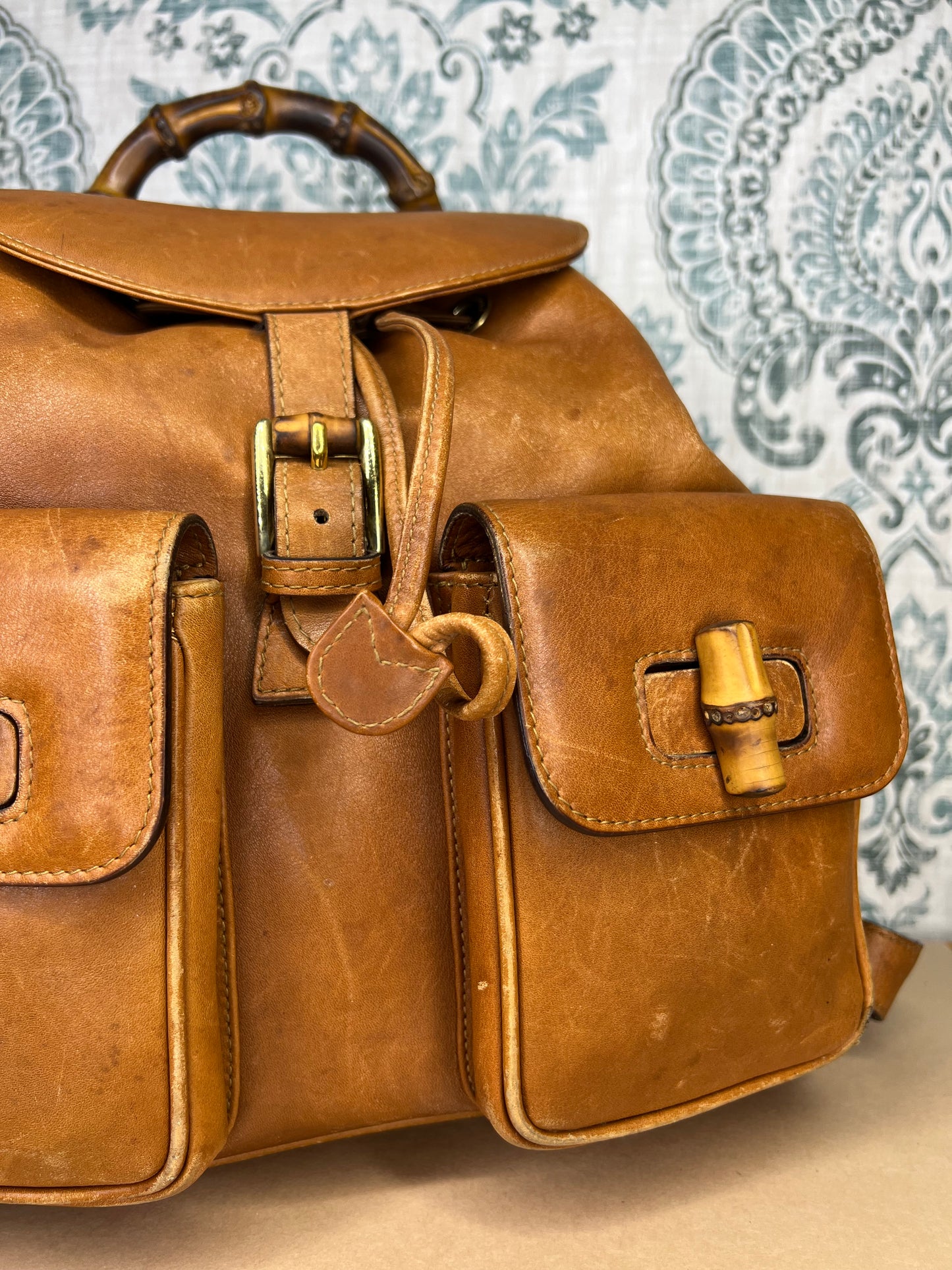 Gucci Bambo Brown Leather Backpack