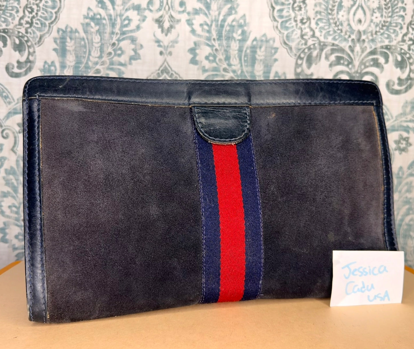 Gucci Black Suede Sherry Line Clutch