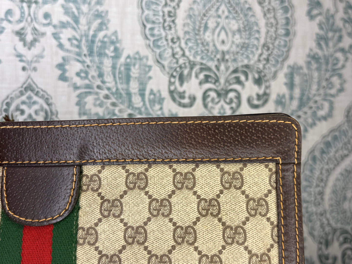 Gucci Supreme Brown Sherry Line Clutch (GG Parfums)