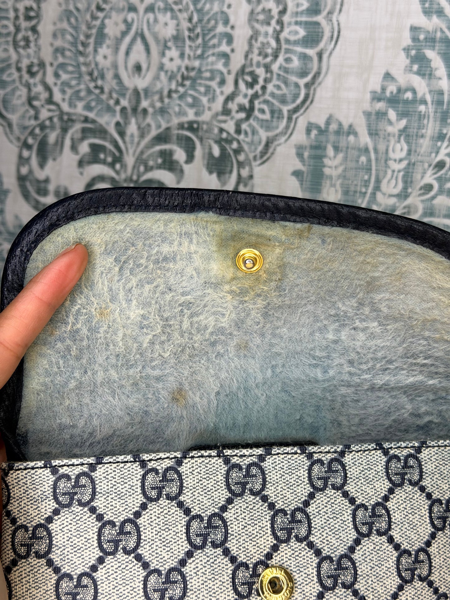 Gucci Supreme Navy Clutch
