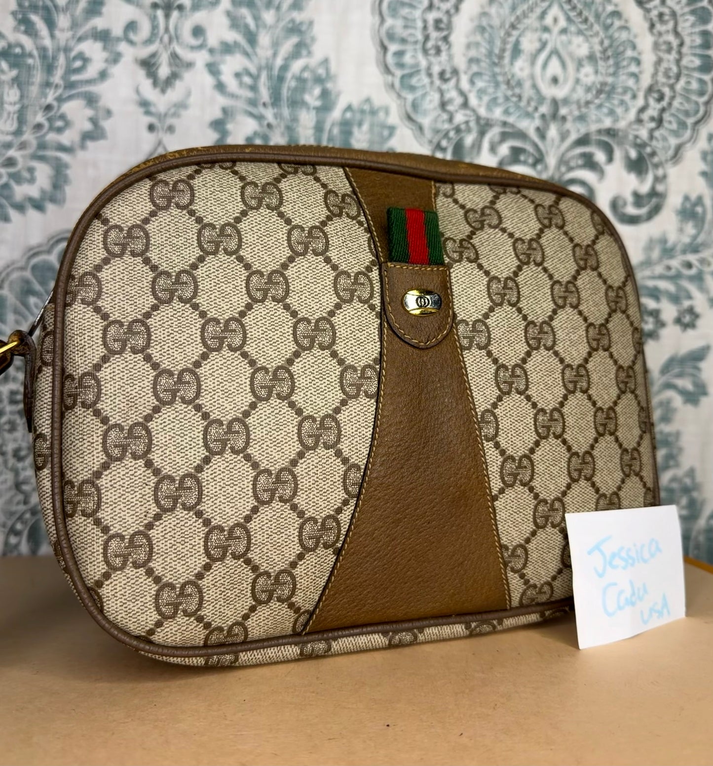 Gucci Supreme Sherry Line Wristlet Clutch