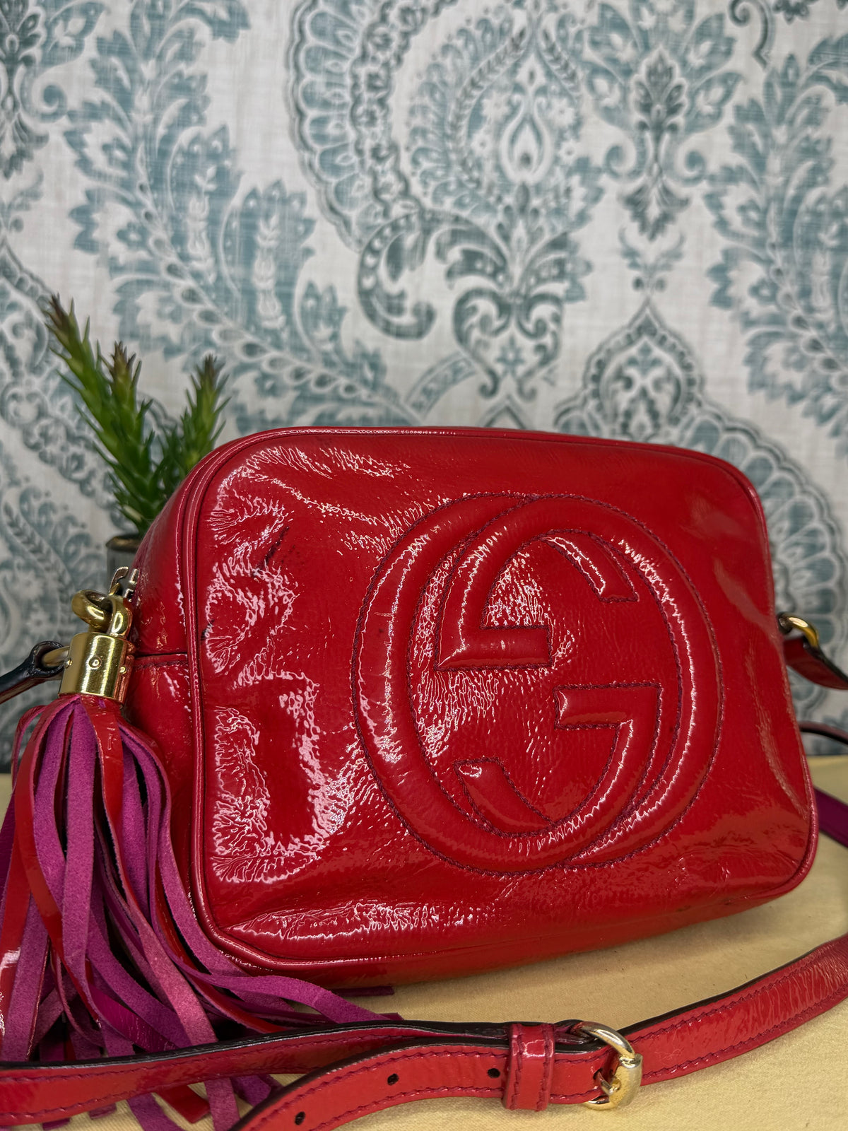Gucci Red Soho Disco Patent Leather Crossbody
