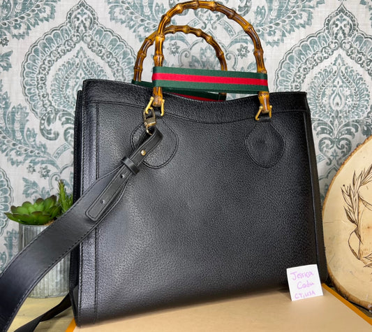 Gucci Vintage Black Diana Tote