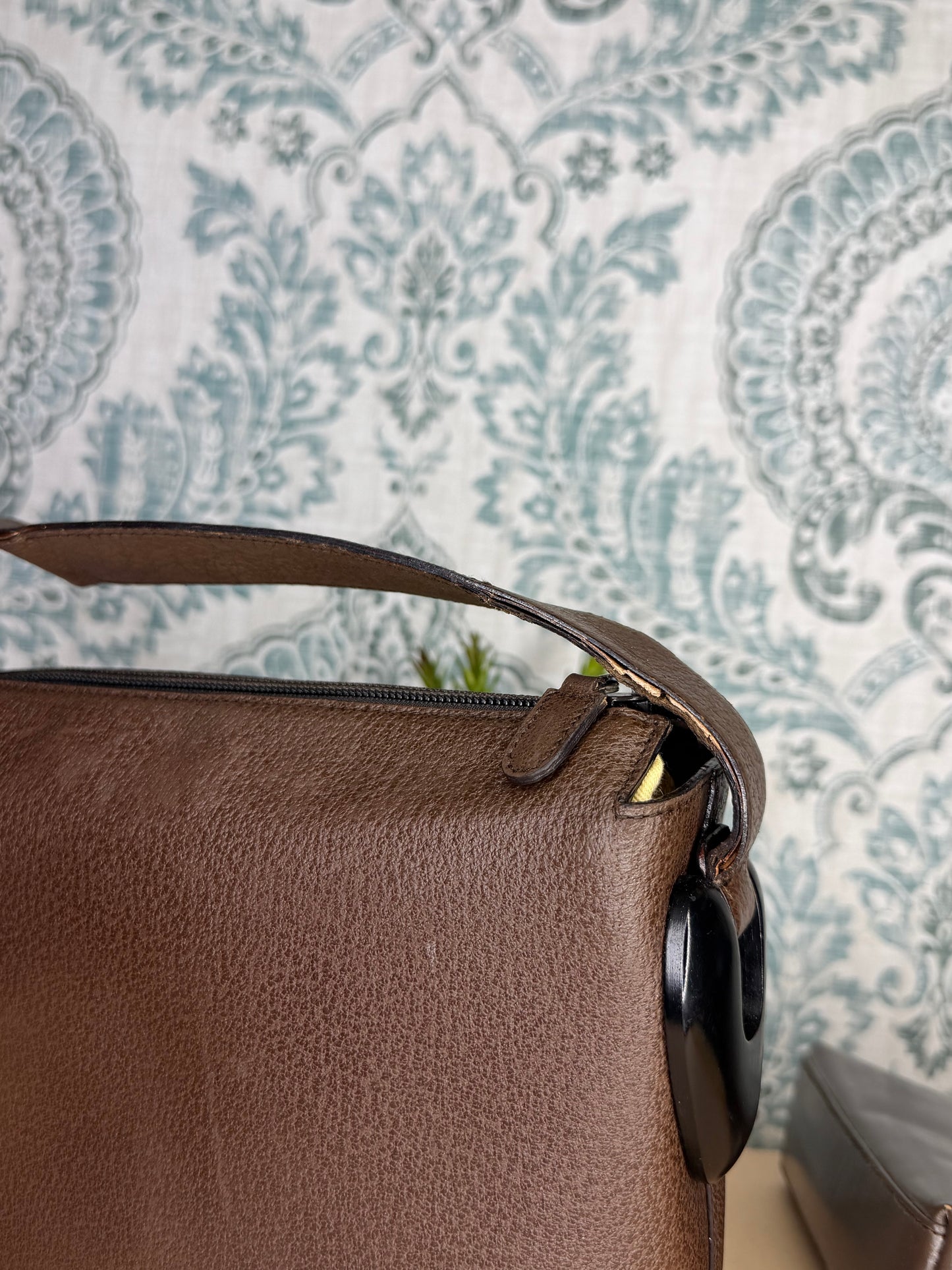 Gucci Vintage Brown Handbag with Pouch