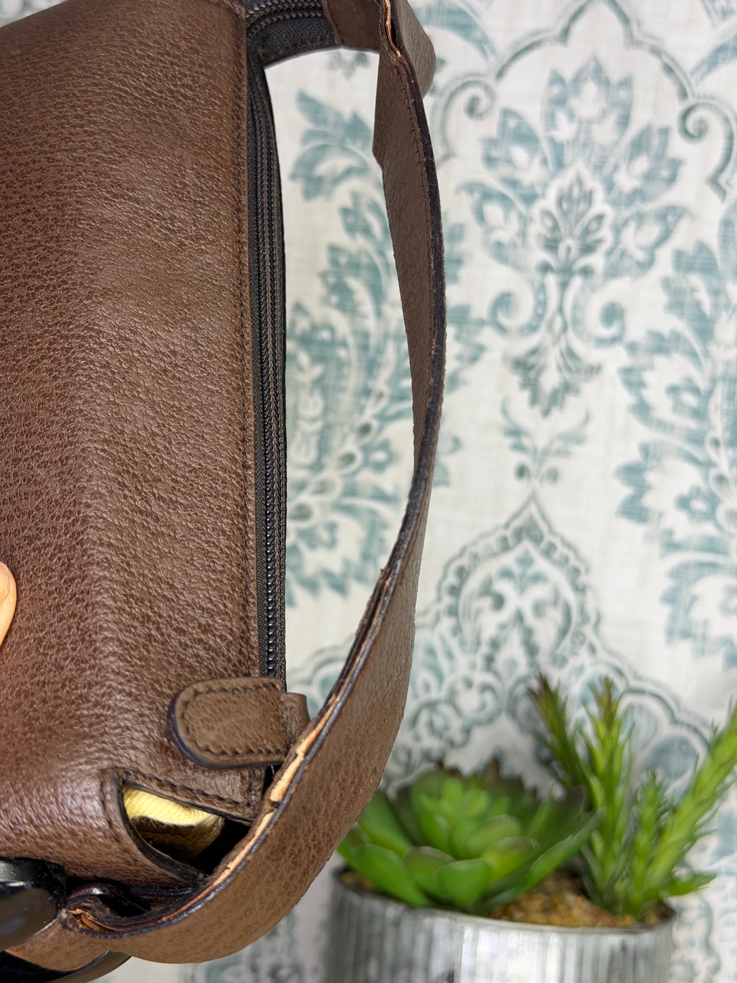 Gucci Vintage Brown Handbag with Pouch