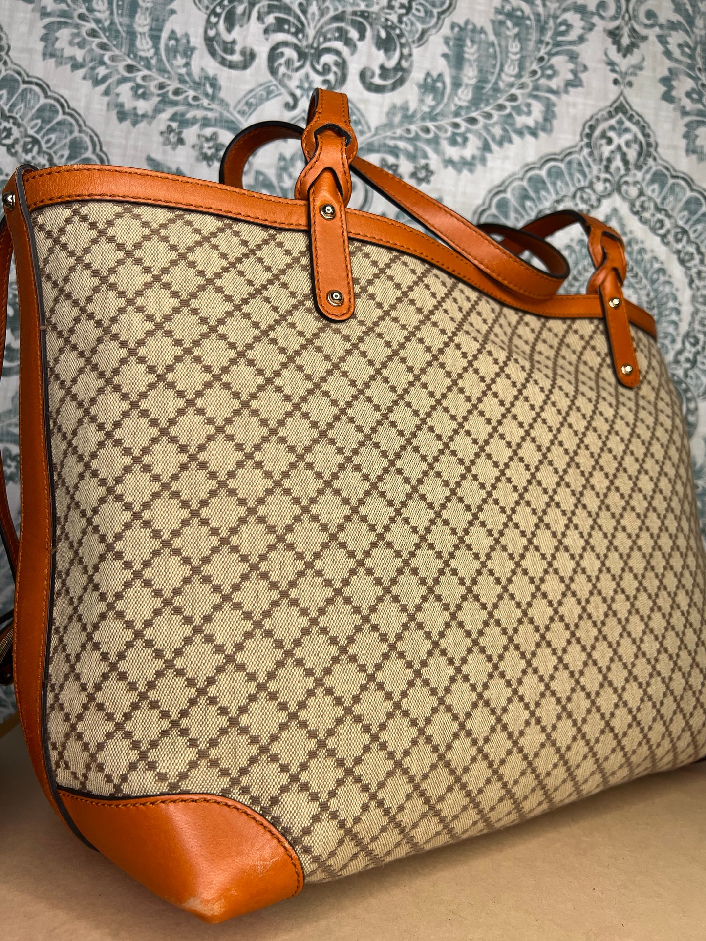 Gucci Diamante Orange Medium Tote with Pouch