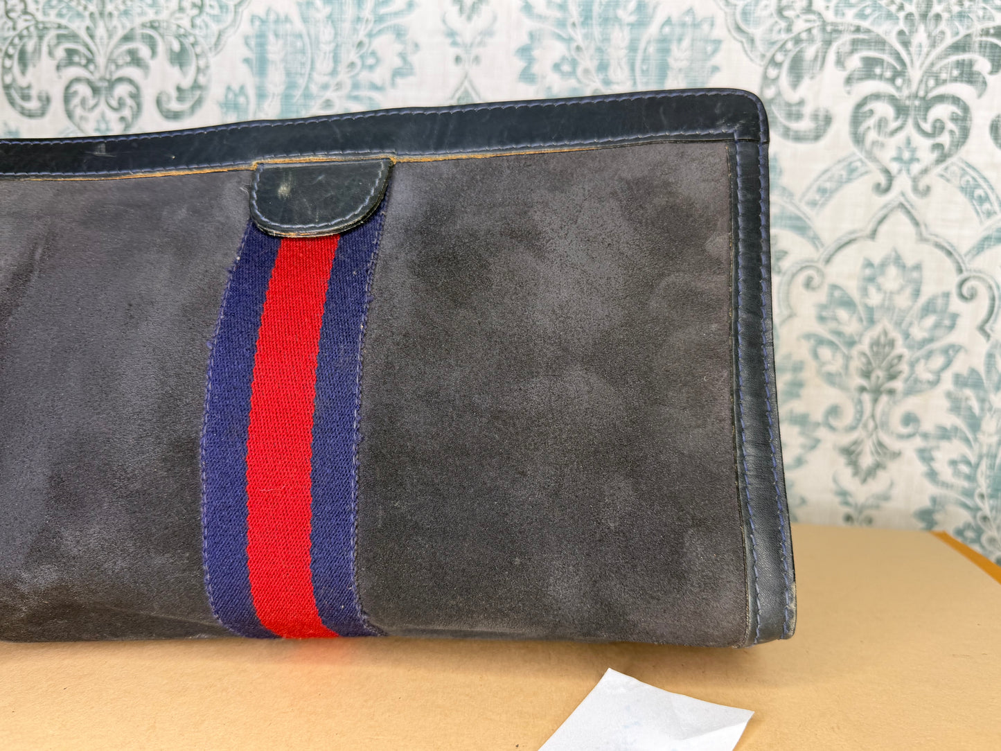 Gucci Black Suede Sherry Line Clutch