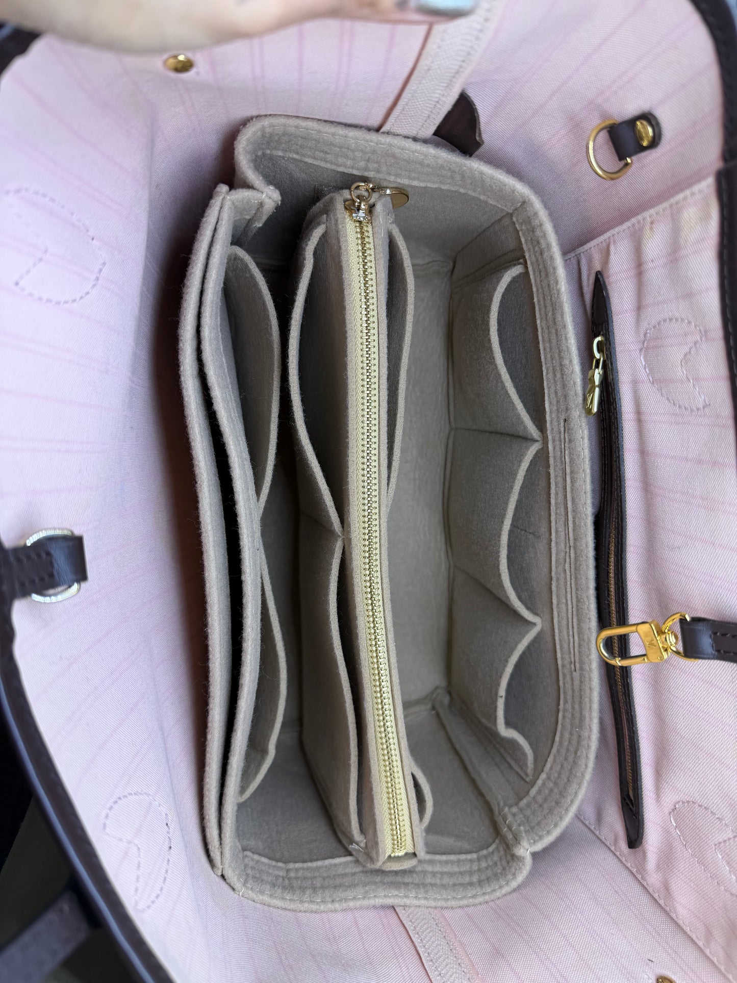 Louis Vuitton Damier Ebene Neverfull MM Rose Ballerine