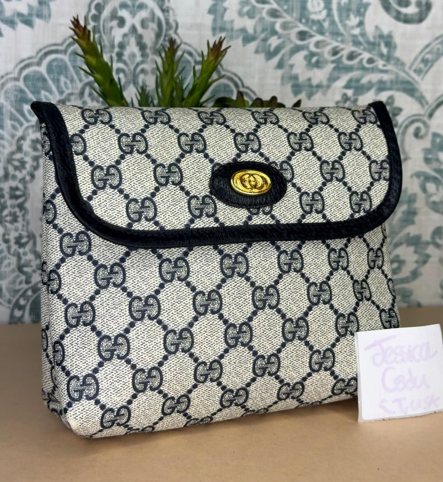 Gucci Supreme Navy Clutch