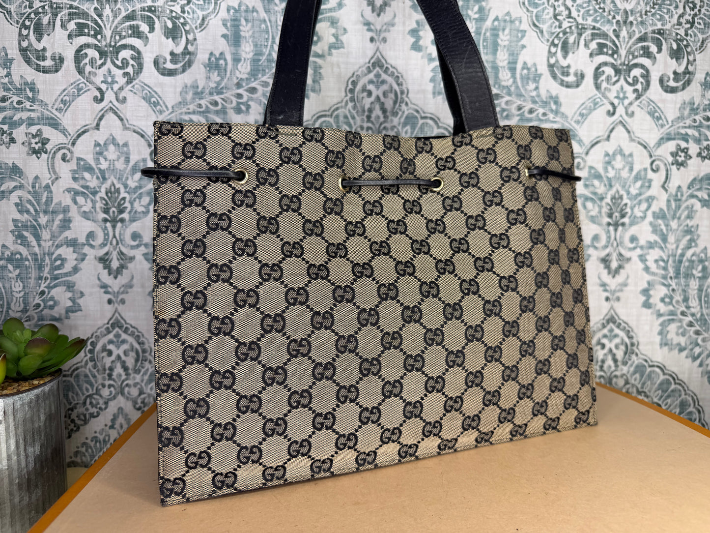 Gucci Black Canvas GG Small Tote