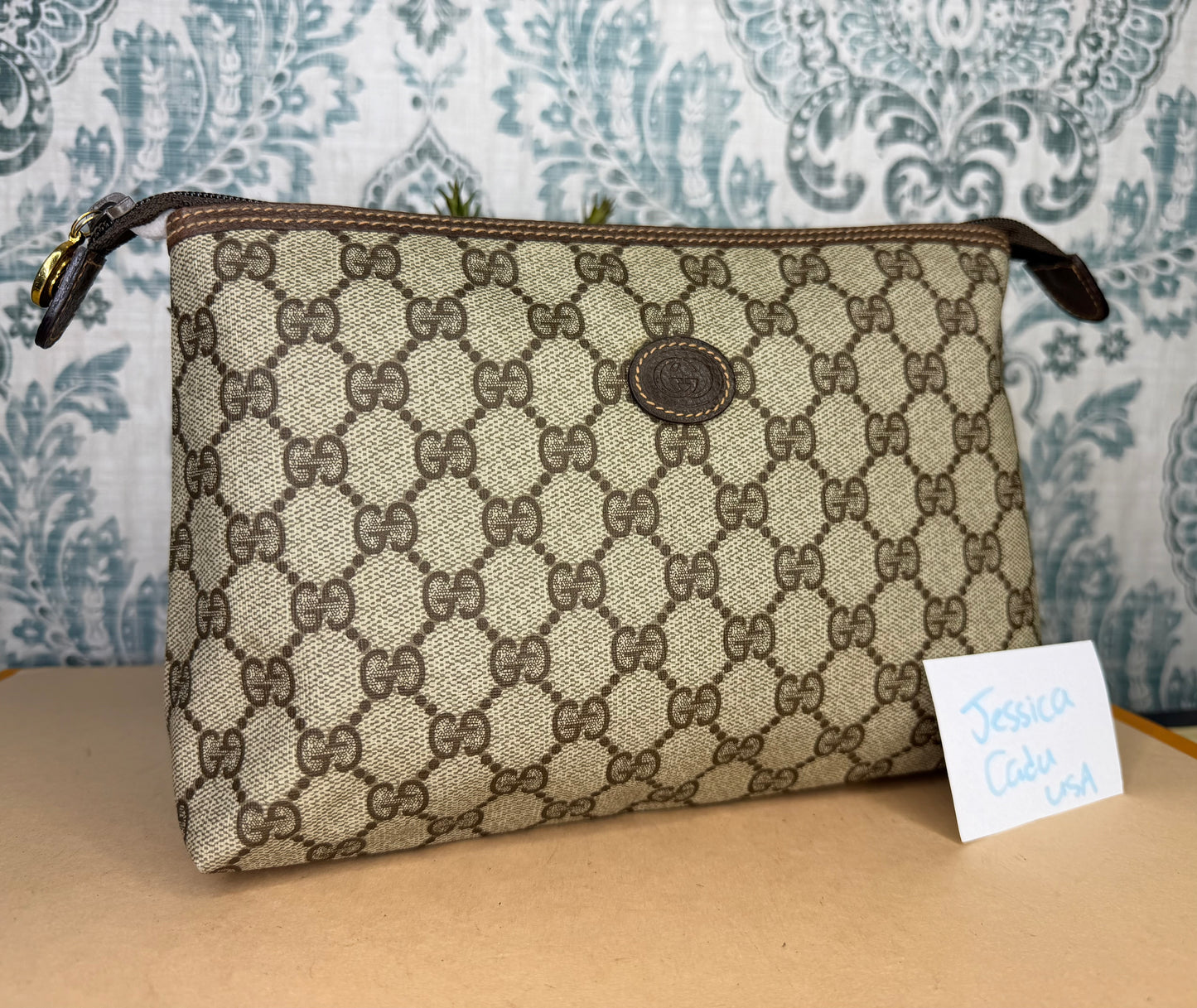 Gucci Supreme Brown Vintage Clutch / Pouch