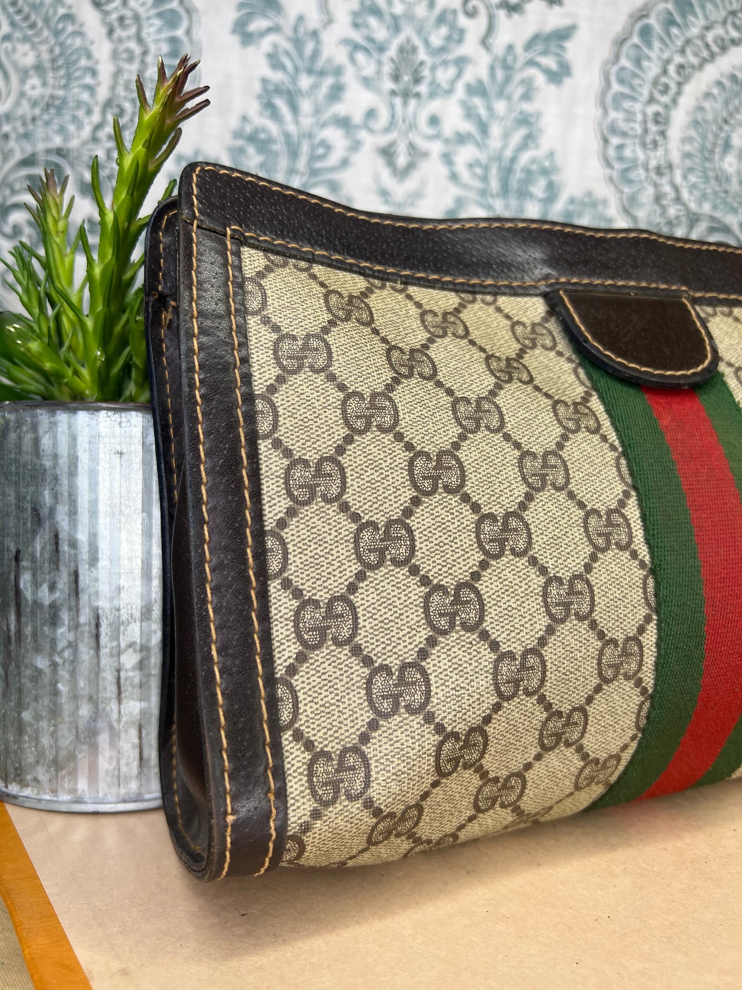 Gucci Parfum Supreme Brown Sherry Line Clutch